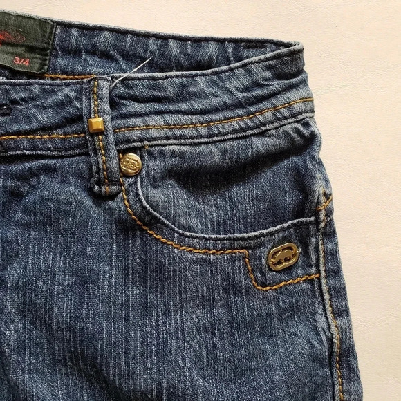 Ecko Red Women’s Jeans Low Rise Straight Stone Embroidered Pockets 3/4 - Picture 8 of 12